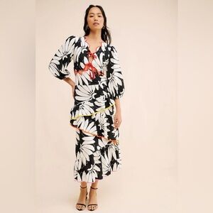 FARM Rio‎ x Anthropologie Cutout Tiered Linen Maxi Dress XS
